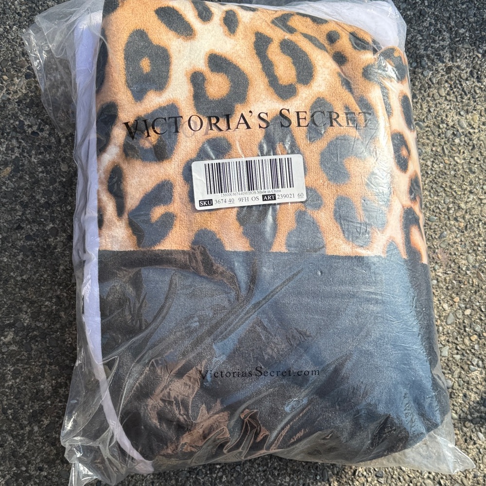 Victoria's Secret Tan and Black Animal Print Blanket